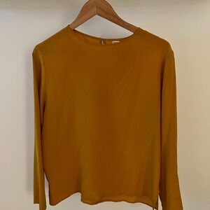 Vintage Mustard 100% Silk Blouse